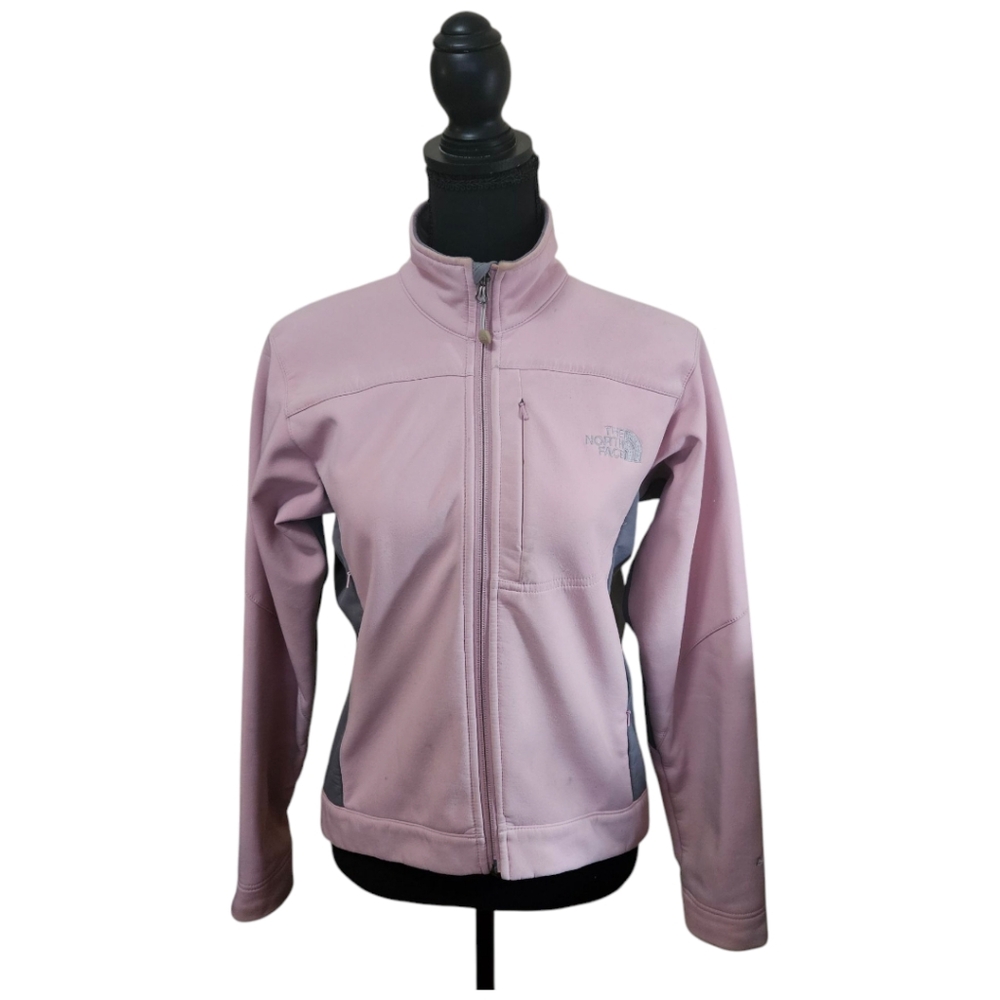 EUC The North Face Soft Shell Jacket light pink & light grey